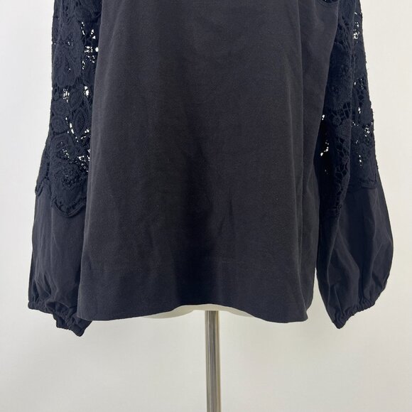 $455 NOWT See By Chloé Floral Lace Top Blouse Size 40 Deep Forest Black Cotton - Picture 4 of 12